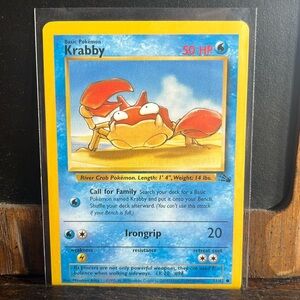 ORIGINAL UNLIMITED KRABBY 51/62 Level 20 #98 Pokemon Card  MINT